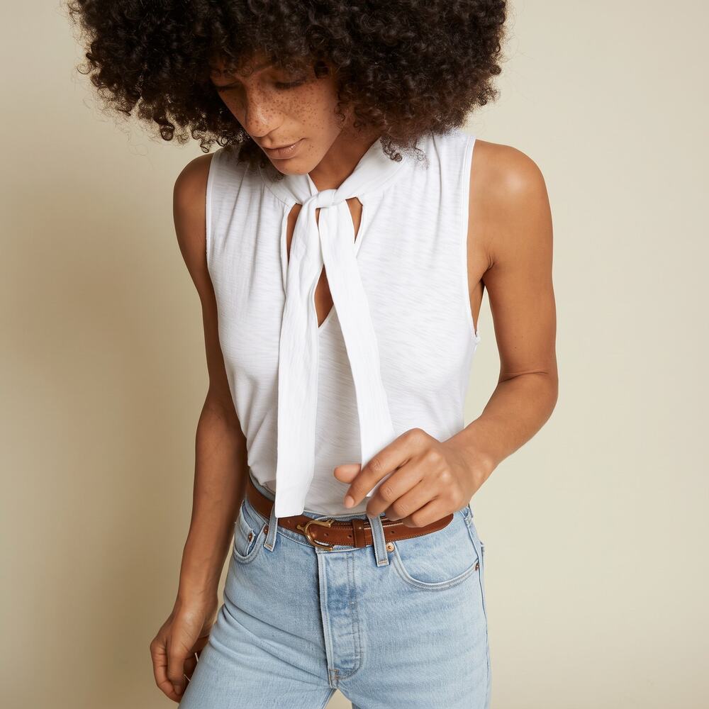 Nation LTD Top T-shirt Tee Shirt M Lana White Tie Tank Luxury Basic Capsule